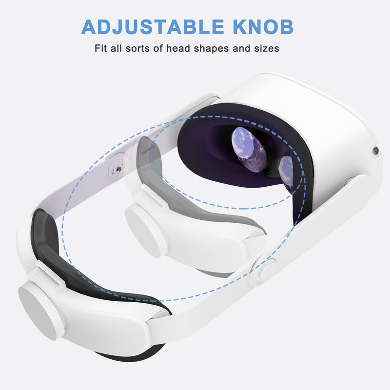 SUPERUS Head Strap and Face Cover Pad & Glasses Spacer (Black) for Quest 2, VR Accessories Compatible with Oculus/Meta Quest 2