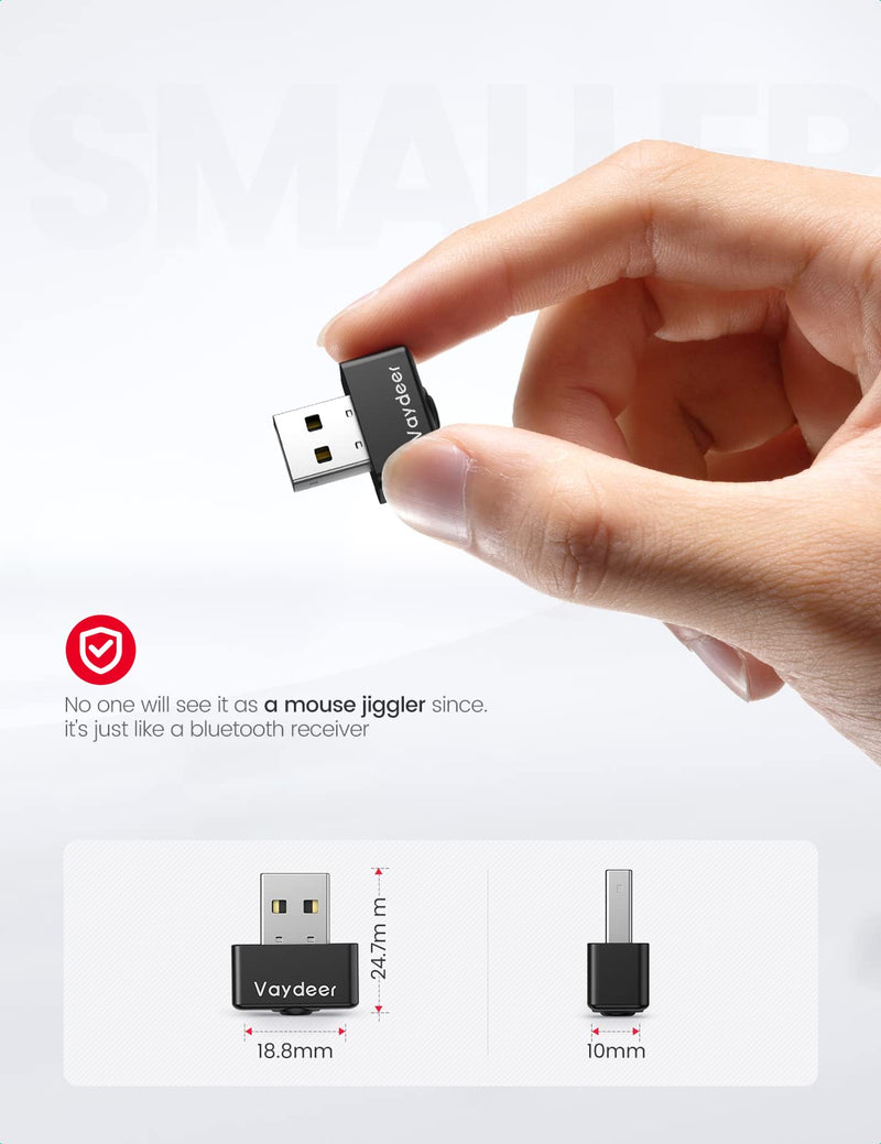 VAYDEER Tiny Mouse Jiggler USB Port Mouse Mover Supports Multi-Track, Driver-Free, Plug-and-Play with ON/Off Switch Black Square Mouse Jiggler