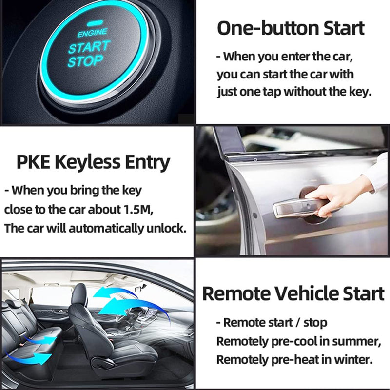 Car Keyless Entry System PKE Mode Remote Control Intelligent Alarm System Central Locking Engine Start and Stop Button Universal for 12V Cars