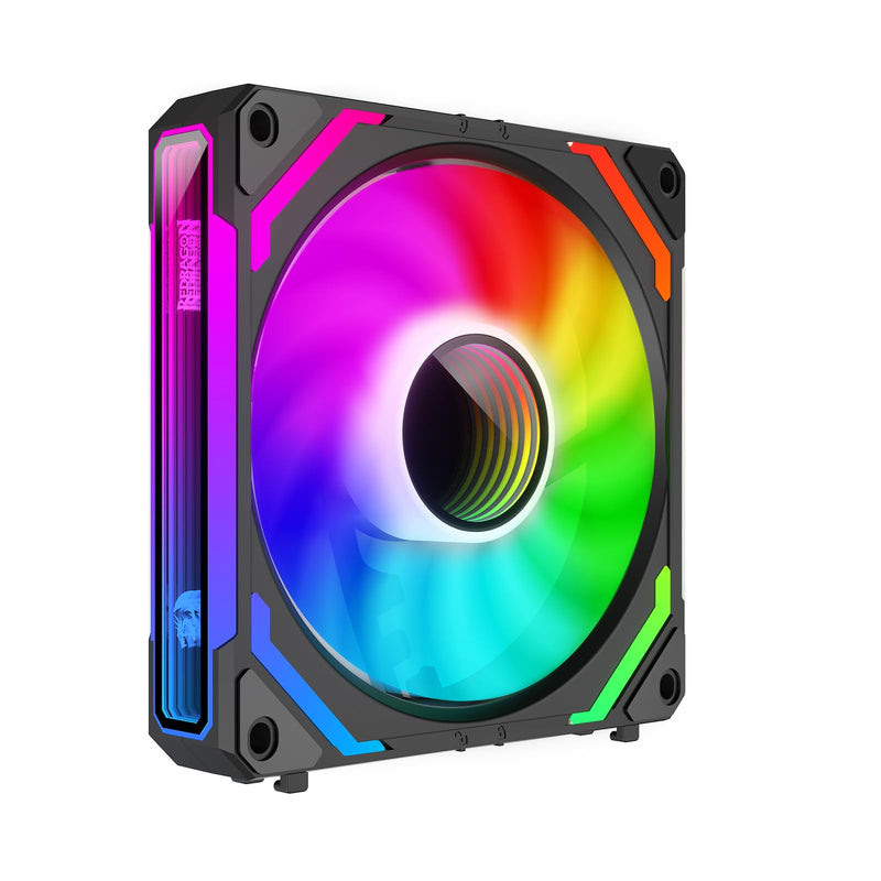 Redragon GCF012 Standard 120mm PC Case Fan, Daisy-Chain Connection, 5V 3Pin ARGB Lighting, 4 Pin PWM Case Fan, for Radiator/Computer Case Cooling, 120x120x25mm, 3 Pack, Black Standard Blade Fan