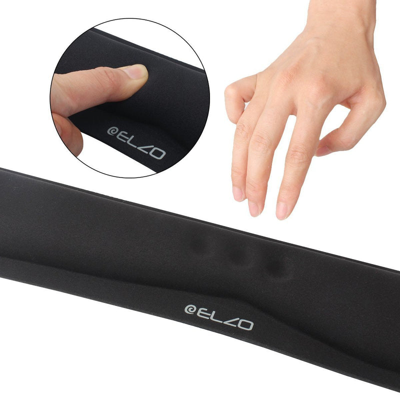 ELZO Wrist Rest Support for Keyboard & Mouse Pad Combo with Comfortable Memory Foam Padding, Nonslip Rubber Base for PC Computer Laptop Mac Black-fiber