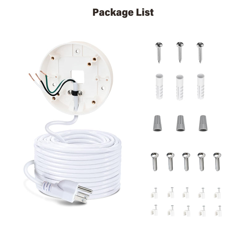 Power Cable and Plug-in Mount for Floodlight Cams Compatible with Floodlight Cam Wired Pro/Plus, Blink Wired Floodlight Camera, Electrical Box with 20ft Weatherproof Cable -(2in1 Mount and Cord Set)