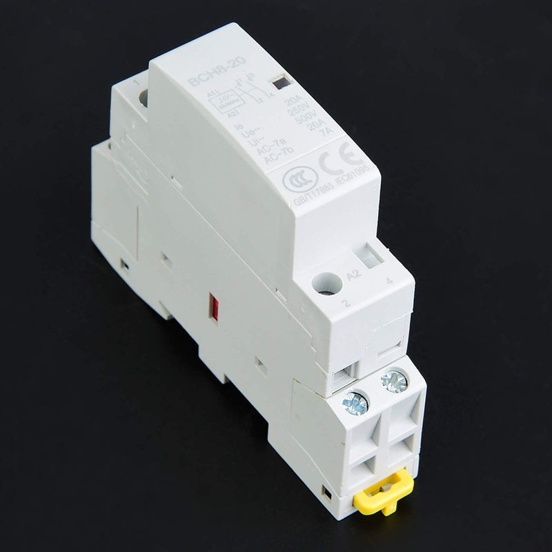 Jadeshay AC Contactor 2P 20A 24V 220V/230V 50/60Hz Household Contactor DIN Rail Mounting 1NO 1NC (24V)