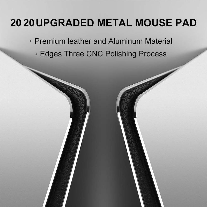 HONKID Metal Aluminum Mouse Pad, Office and Gaming Thin Hard Mouse Mat Double Sided Waterproof Fast and Accurate Control Mousepad for Laptop, Computer and PC,9.05"x7.08", Silver 9.05 X 7.08 inch