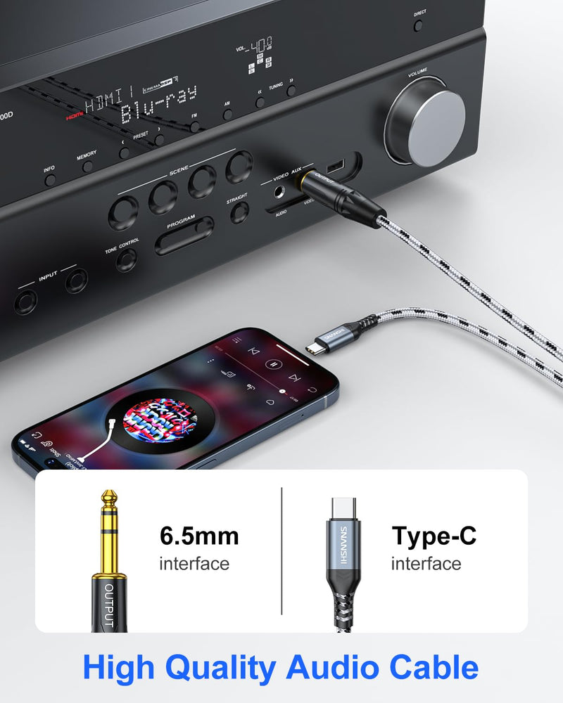 SNANSHI USB C to 1/4 Inch Audio Cable 3.3ft - Type-C to 6.35mm TRS Stereo Audio Cable for Sound Board,AMP,Mixer,Speaker (𝐍𝐨𝐭𝐞:𝐂𝐚𝐧𝐧𝐨𝐭 𝐛𝐞 𝐮𝐬𝐞𝐝 𝐟𝐨𝐫 𝐆𝐮𝐢𝐭𝐚𝐫 𝐑𝐞𝐜𝐨𝐫𝐝𝐢𝐧𝐠)