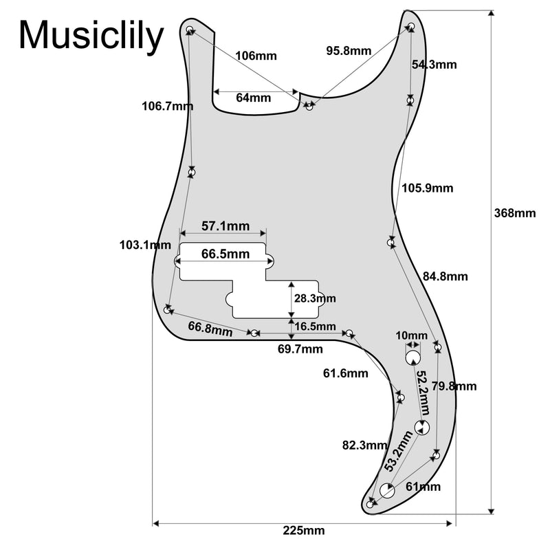 Musiclily 13 Holes P Bass Pickguard Sratch Plate Pick Guards for PB Precision Bass Guitar,4Ply Pearl Blue