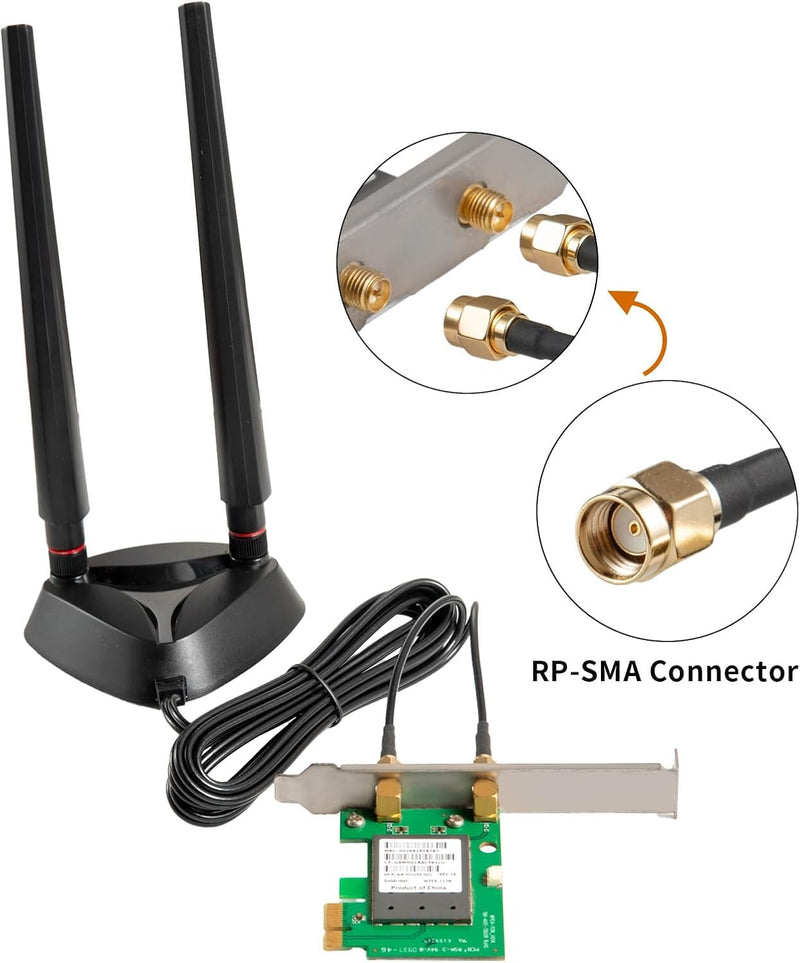 WiFi 7 Antenna Magnetic Base 9dBi Antenna with RP-SMA Male Connector for WiFi 7 Router PC Desktop Computer PCI-E Card Asus Gigabyte Gaming Motherboard, Eifagur Wifi 7 Antenna