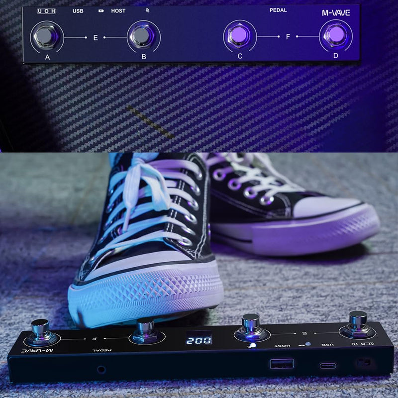 NEW Chocolate Plus Wireless Midi Controller Keyboard 4 Buttons Foot Switch Supports MIDI Host Interface Control