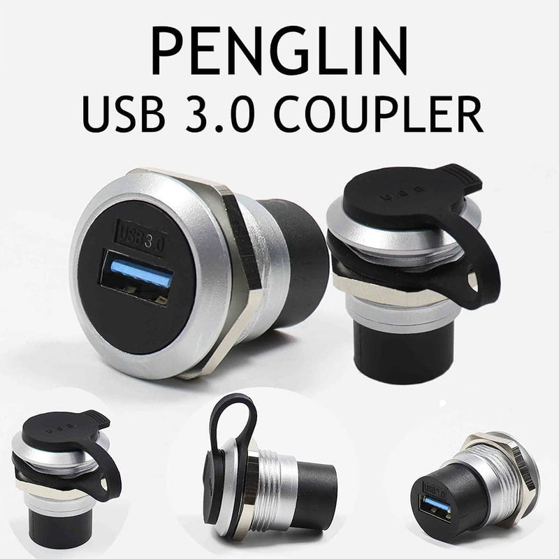 PENGLIN 5PCS USB 3.0 Panel Mount Connector Bulkhead Extension Adapter | Max 5Gbps Data Transfer,Nut Lock Secure Mounting,Zinc Alloy Durable Housing,High Plug-Unplug Durability 5PCS USB3.0 Silver&Black