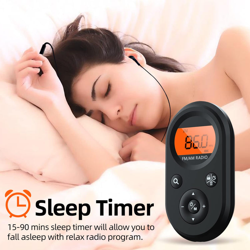 Personal Pocket Radio AM/FM Portable, Rechargeable Transistor Radio with Best Reception, Long Battery Life, Stereo Headphones, Sleep Timer, Backlit… MI01 AM/FM radio