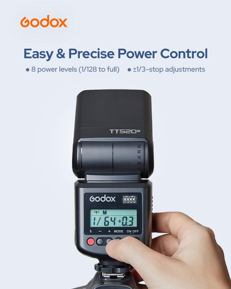 Godox TT520III Universal Bounce Flash Kit with Diffuser for Canon, Nikon, Sony, Fuji, Olympus Single-Contact Hot Shoe Cameras, 433MHz Wireless Speedlite, GN33, 400 Flashes, S1/S2 Optical Slave Modes Flash with trigger & diffuser kit