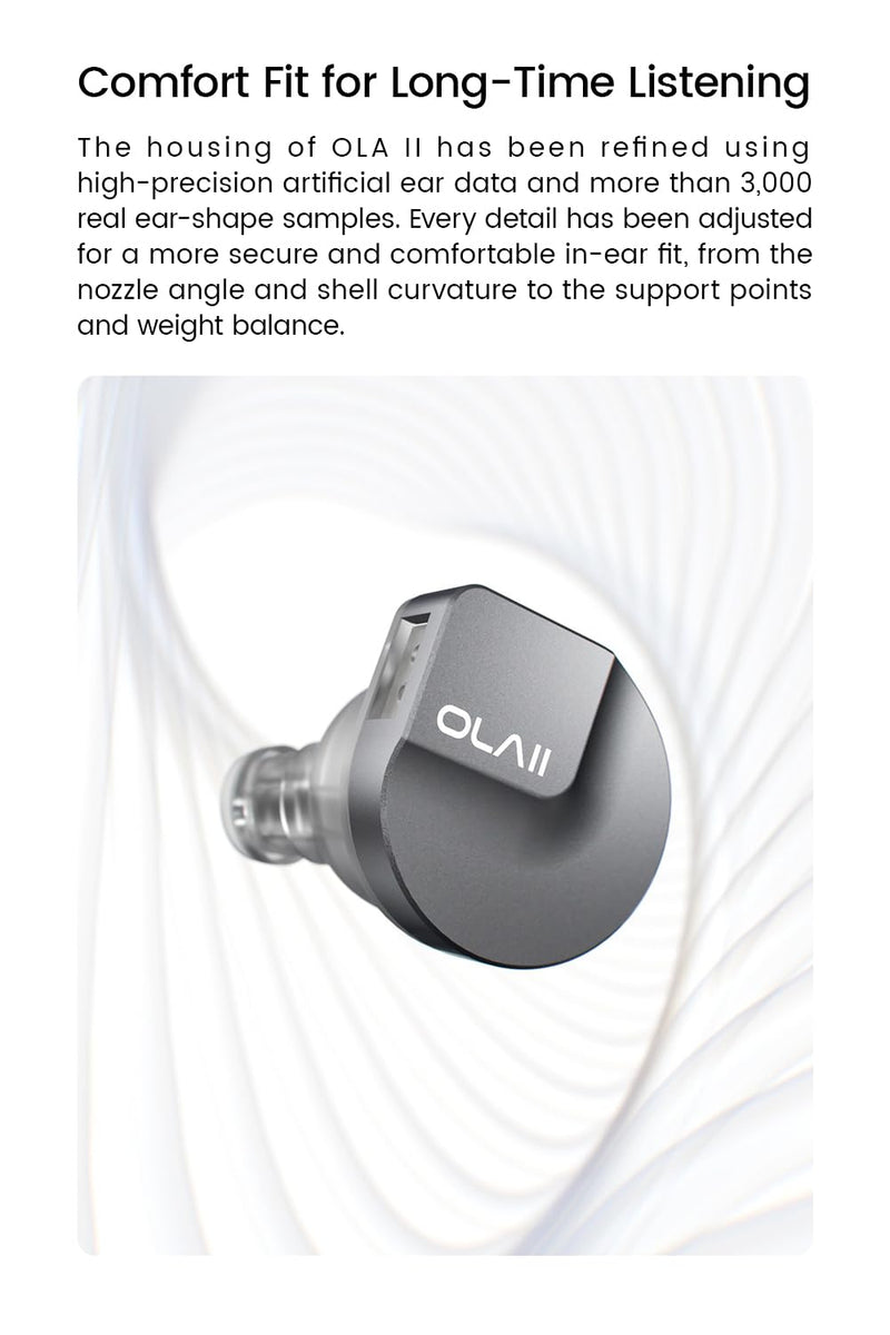 OlaⅡ1DD+1BA Hybrid Wired Earbuds, Lightweight IEM, Type C with Mic | DMT5 Dual-Magnetic-Circuit Dual-Chamber Dynamic Driver, PURE Hi BA, Coaxial Acoustic Structure, App Control, Upgraded DSP