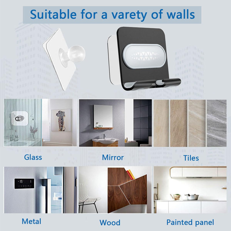Shower Phone Holder with 2PCS Adhesive Stickers,Wall Mount Phone Stand for Bathroom,Kitchen,Office and More,Compatible with Smartphone(Black-Gray) Black-Gray