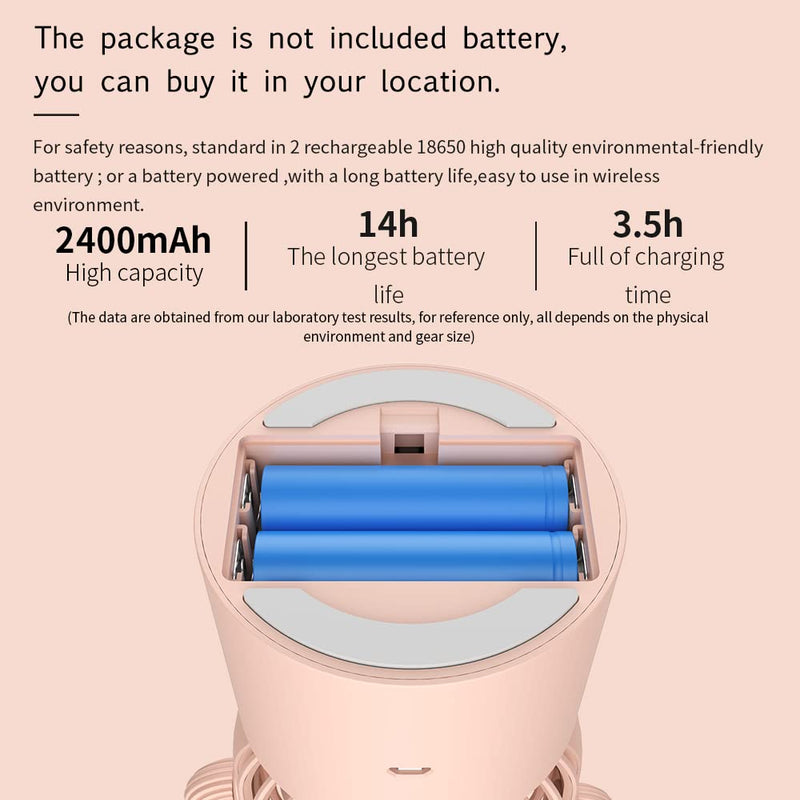 Small Desktop USB Table Desk Fan Personal Fan, Cactus Mini Handheld Rechargeable 80 Degree Auto Rotation Portable Fans, 3 Speeds Strong Wind, Quiet Operation Fan for Girls Baby Room Home Office Pink