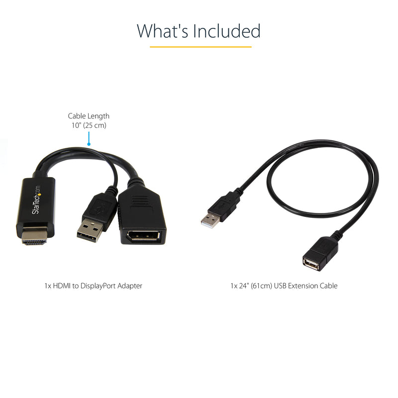 [AUSTRALIA] - StarTech.com 4K 30Hz HDMI to DisplayPort Video Adapter w/ USB Power - 6 in - HDMI 1.4 (Male) to DP 1.2 (Female) Active Monitor Converter (HD2DP), Black 