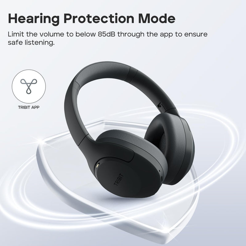 Tribit QuietPlus 81 Wireless Over-Ear Headphones, 110H Playtime, Black | Noise Cancelling, Bluetooth 6.0, 6 EQ Modes via App, Deep Bass, Headset, Comfortable, Lightweight, Foldable, Home, Travel