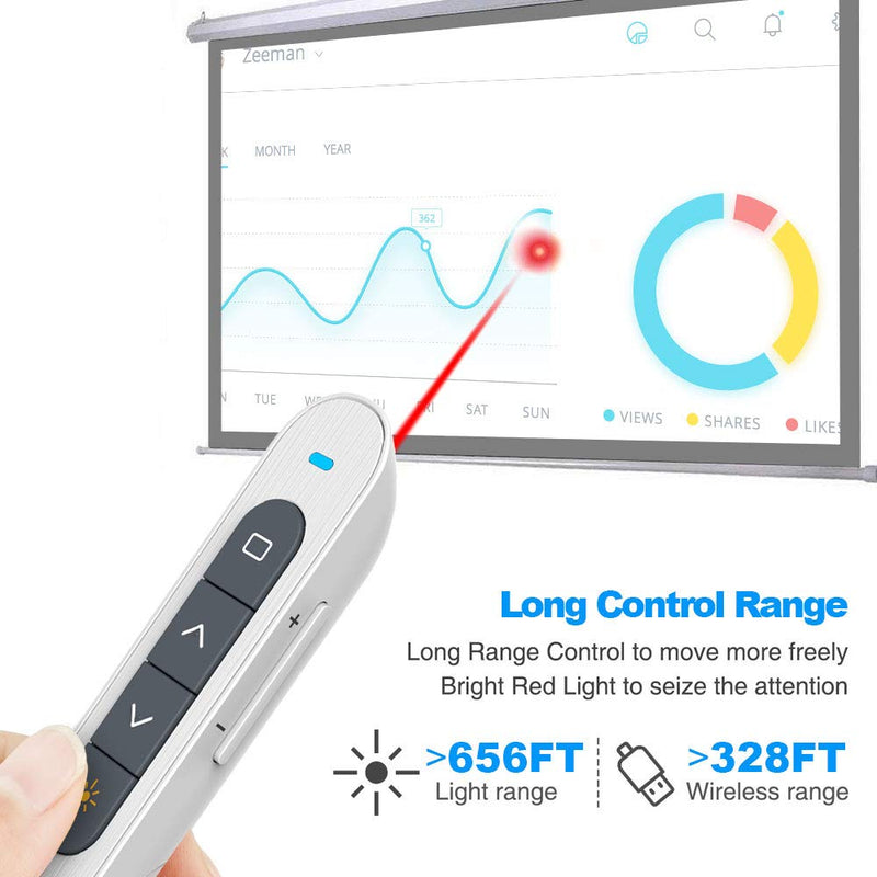 NORWII N27 PowerPoint Clicker with Laser Pointer & 330FT Wireless Range, 2.4GHz Hyperlink Volume Wireless Presenter Remote Presenation Clicker for Laptop Computer Project Geogle Slide