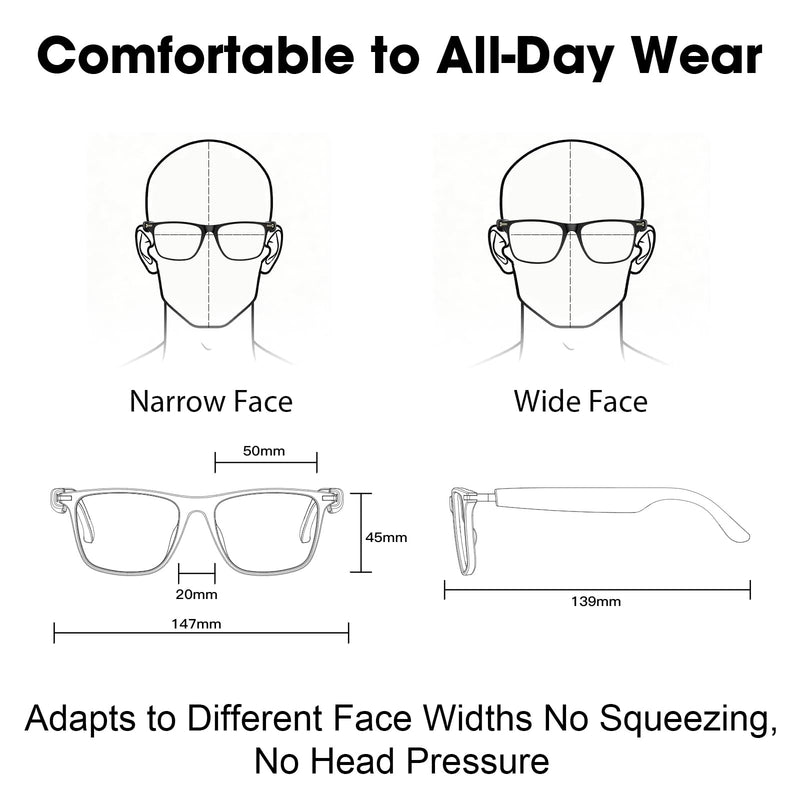 AI Smart Audio Translation Glasses with Real-Time Language Translation 139 Languages via App, Bluetooth Open-Ear Eyewear, AI Assistant, Photochromic Sunglasses, Meeting Recorder for Travel Business