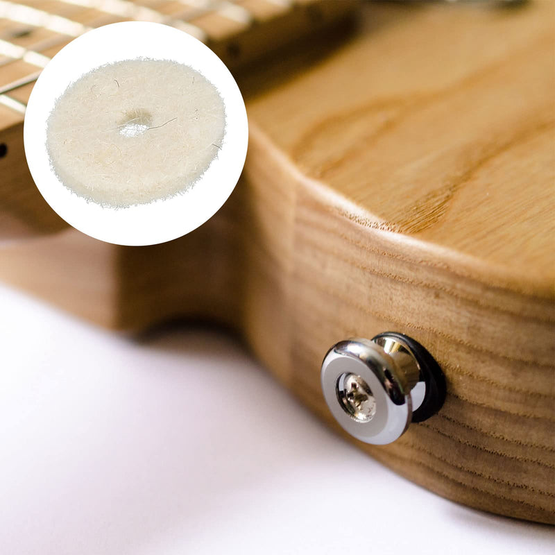 MECCANIXITY Guitar Strap Button Felt Washer Lock Strap Block Guitar White Gasket, for Guitar Strap Button, Pack of 10