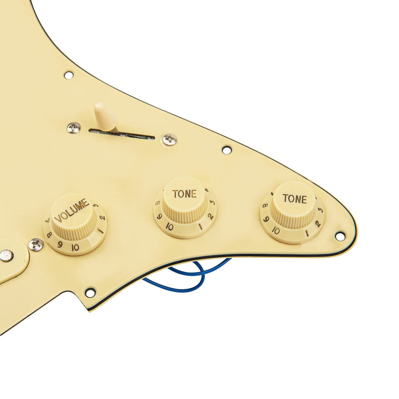 1Pcs Yootones 3Ply Electric Guitar Loaded Prewired Pickguard Pickups Replacement Compatible with Fender Squier Strat Electric Guitar(Yellow)