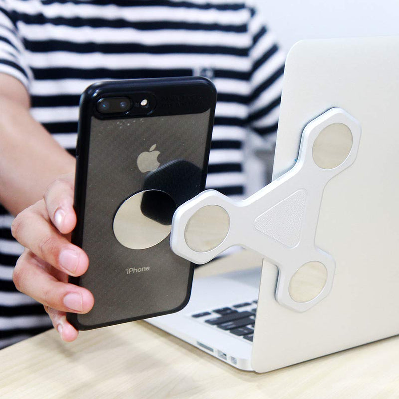 xcivi Monitor Side Mount Magnetic Bracket Laptop Duo Screen Mount - Mount Your Smartphone to Your Laptop (Sliver) Sliver