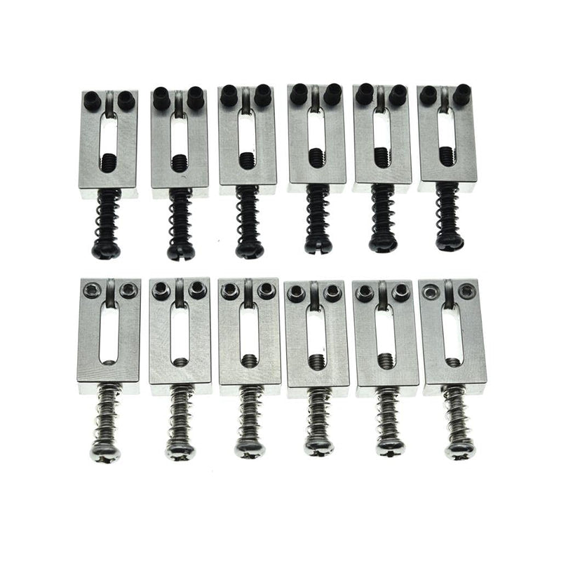 KAISH Upgraded Version Stainless Steel Guitar Bridge Saddles 10.5mm String Spacing with Nickel Screws for Stratocaster/Telecaster 10.5mm with Nickel Screws