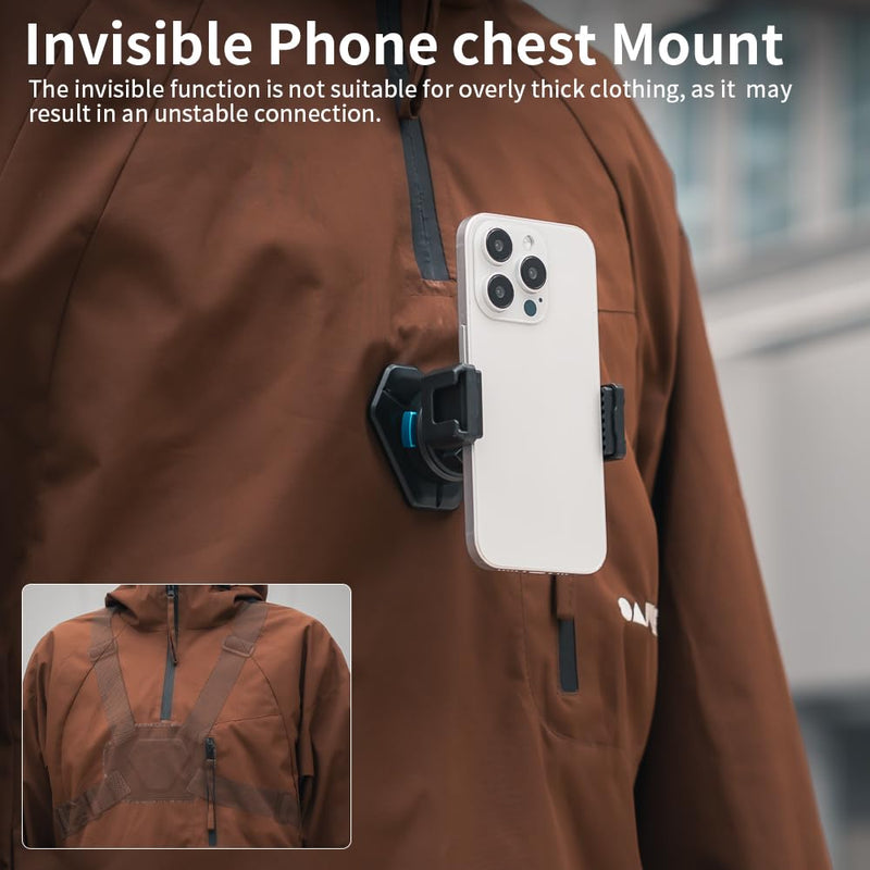 Adjustable Phone Chest Mount Harness Strap Moblie Phone Holder Mount for Recording Bike/Kayak/Fishing/Skateboard POV/VLOG Compatible with iPhone 17/16/15/14/13 Pro Max, Samsung and More