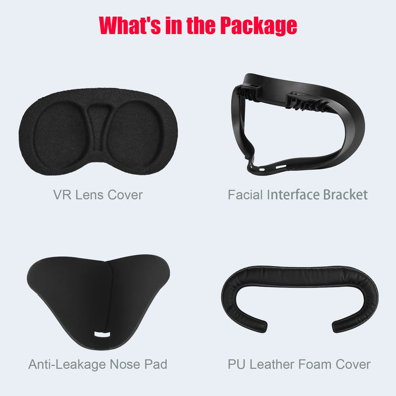 VR Facial Interface and Foam Replacement Set for Oculus Meta Quest 2 | Removable Facial Interface Frame & Foam Face Covers Replacement & Anti-Leakage Nose Pad & Lens Cover Set1 1Pad