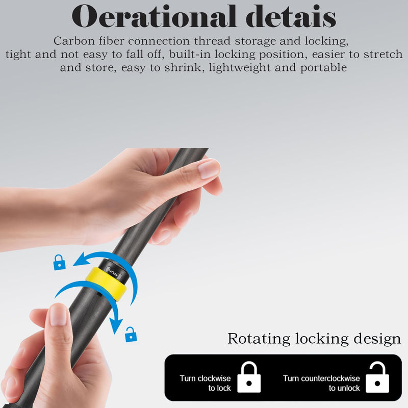 10.6-47.2 inches 1.2m Carbon Fiber Invisible Selfie Stick for Insta360 x4 Insta 360 x4 x3 x2 x Go 2 3 GoPro Hero 13 12 11 10 9 8 7 6 5 4 3 DJIN OSMO Action Camera Accessories (Gold) Gold