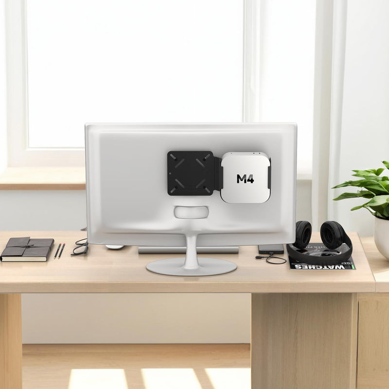 for Mac mini M4 Mounting Bracket with VESA Adapter Plate | 35x75mm to 100x100mm Extension Plate, Behind Monitor/Wall/Desk Mount Holder, for Mac Mini M4 Pro & M4 Pro 2024, Sturdy Metal