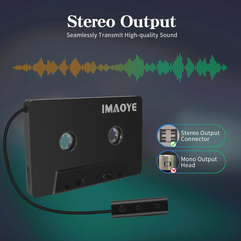 2024 New Bluetooth 5.1 Car Audio Stereo Cassette Vehicle Tape Converter Cassette Work While Charging Support TF Card（Four-Channels）