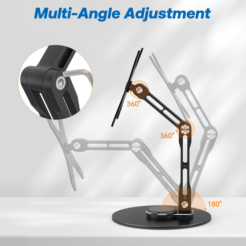 Swivel and Tilt Stand for Echo Show 15, Vesa Monitor Stand, Three-Hinge Adjustable Angle and Height with 360° Rotation Base, Supports Switching Between Landscape and Portrait Screens(Black)