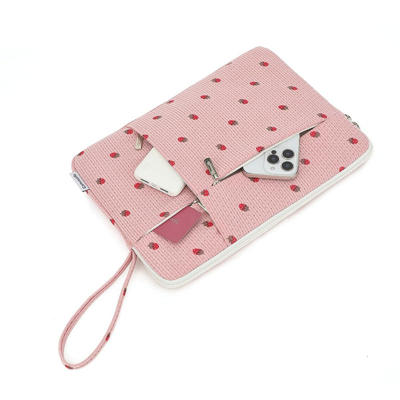 13-inch Laptop Inner Bag, with 3 Pockets, Equipped with a Hanging Strap and Luggage Strap, Suitable for 13.3-inch MacBook Air, HP, Dell and Lenovo laptops. (Strawberry) Strawberry 12.5 inch-13.5 inch