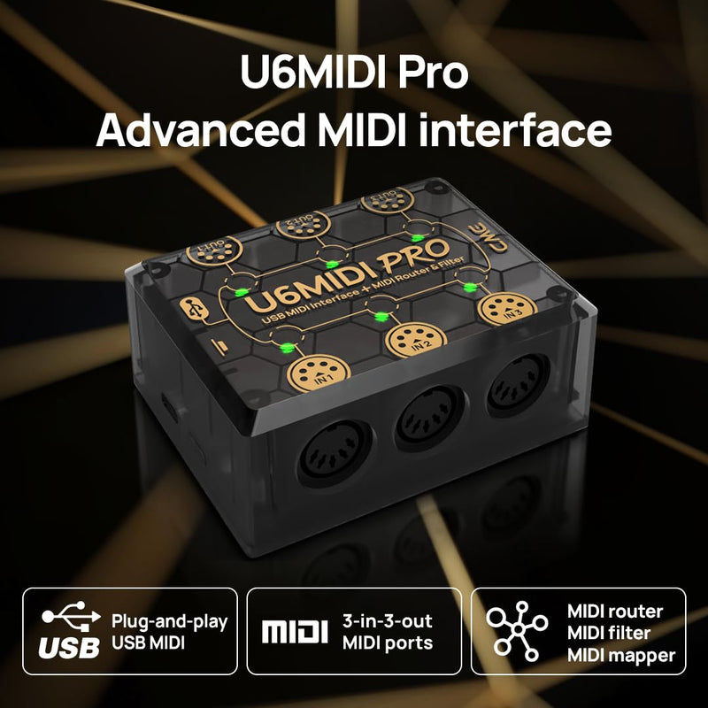 [AUSTRALIA] - CME U6MIDI Pro - MIDI Interface with Router, Mapper, and Filter - Plug-and-play USB MIDI for computers - Standalone 3-in-3-out MIDI for Merge, Split, Thru 