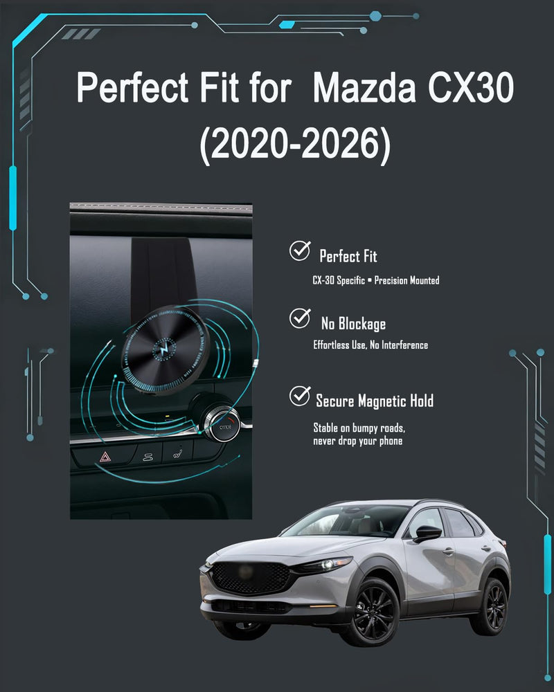 for Mazda CX30 Phone Mount 2026,15W Magnetic Wireless Charging,2026 Mazda CX30 Phone Holder,2026 CX30 Accessories,Made for 2020-Present CX-30