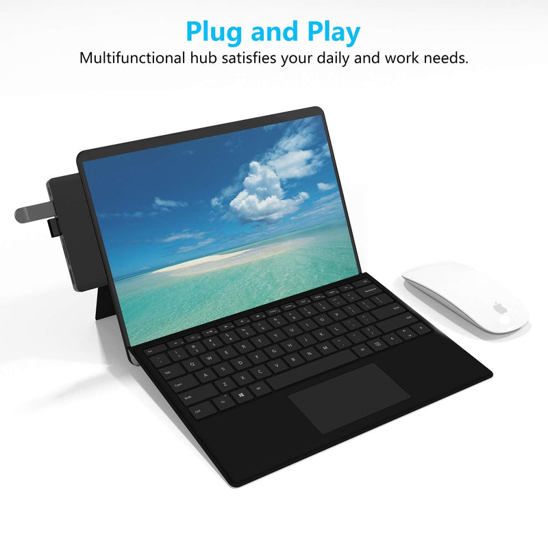 Surface Pro X Hub Docking Station, 6-in-2 Microsoft Surface Pro X Accessories with 4K HDMI + USB C Audio & Data Transfer Port + 2 USB 3.0 +SD/TF Card Reader for Microsoft Surface Pro X