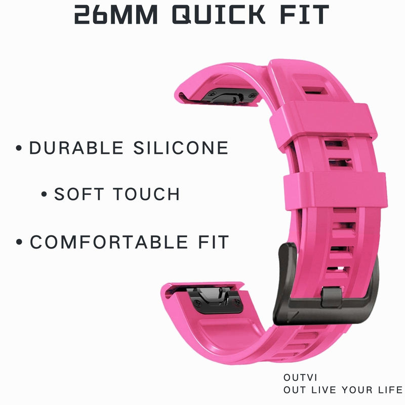 26mm watch band for garmin fenix 5x 6x 7x 3 hr quickfit 26 watch band for garmin women men silicone Pink and Red bundle