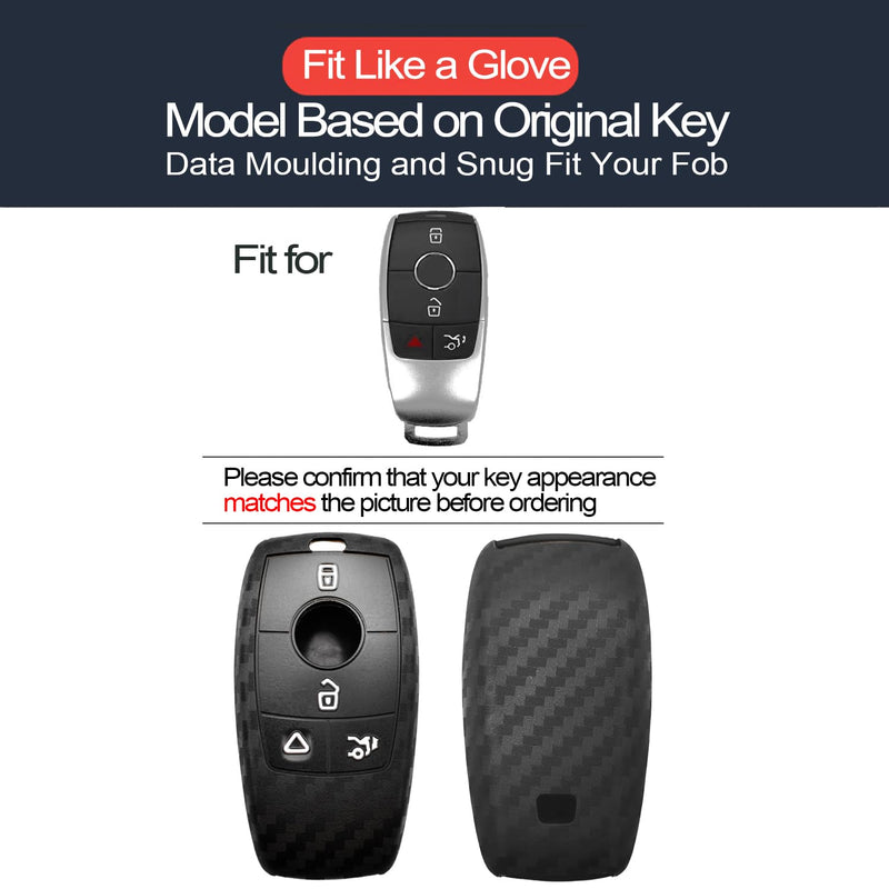 [AUSTRALIA] - 2pcs Compatible with Mercedes Benz Key Fob Cover Case Key Chain fit for A B C E G S CLA CLS GLA GLB GLC GLE GLS Glass Accessories Protector Keyless Remote Holder Carbon Fiber Black 