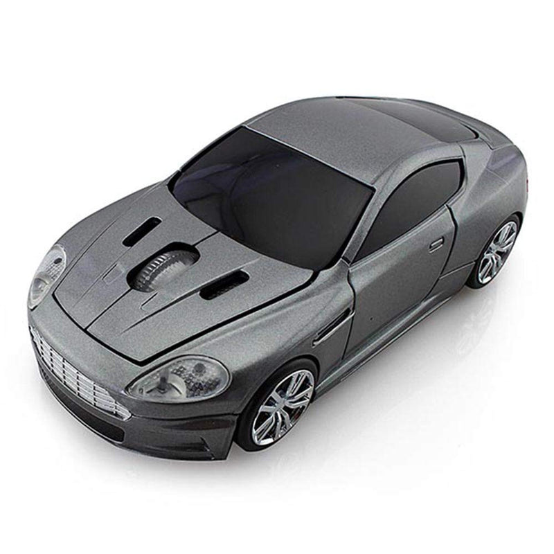 ECOiNVA Wireless Sports Car Mouse Laptop Desktop Mouse Computer Optical Mice 2.4GHz USB Mouse (Gray) Gray