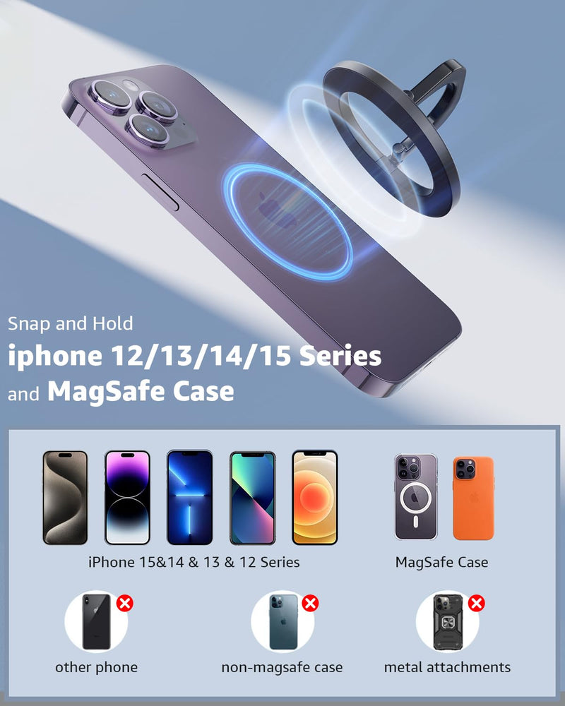 SUPERONE for MagSafe Phone Grip, Adjustable Magnetic Phone Ring Holder Removable Finger Phone Ring Kickstand Compatible with MagSafe Accessories Only for iPhone 15 & 14 & 13 & 12 Series