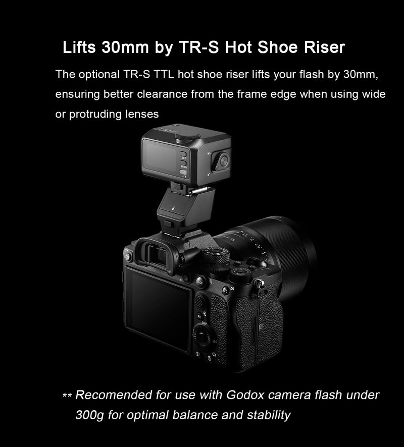 Godox TR-S TRS TTL Hot Shoe Riser for Sony TTL System, Compatible with Sony iT20-S iT22-S iT30pro-S Mini Flash, Support TTL Function and High Speed Sync