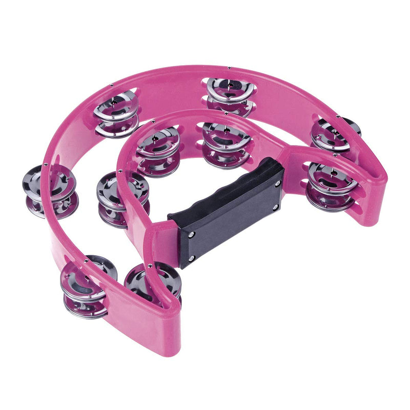 [AUSTRALIA] - Half Moon Musical Tambourine Double Row Metal Jingles Hand Held Percussion Drum Multicolor for KTV Party with Ergonomic Handle Grip (Purple) Purple 