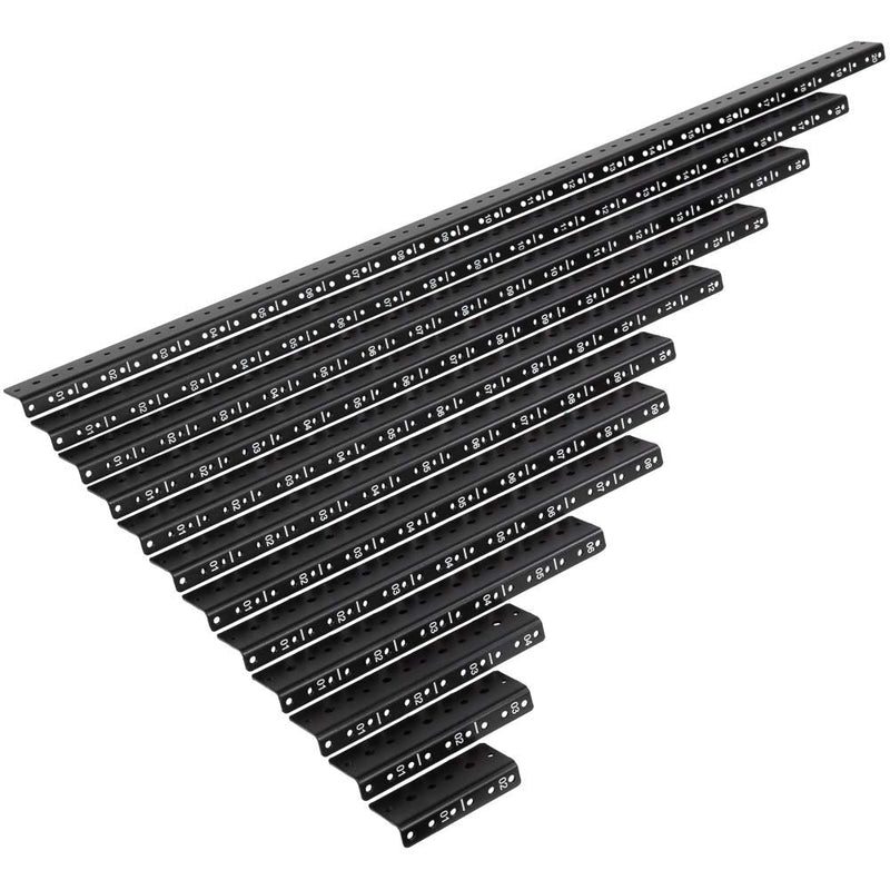 NavePoint 2U Vertical Rack Rail Pair DIY Kit with Hardware, Black