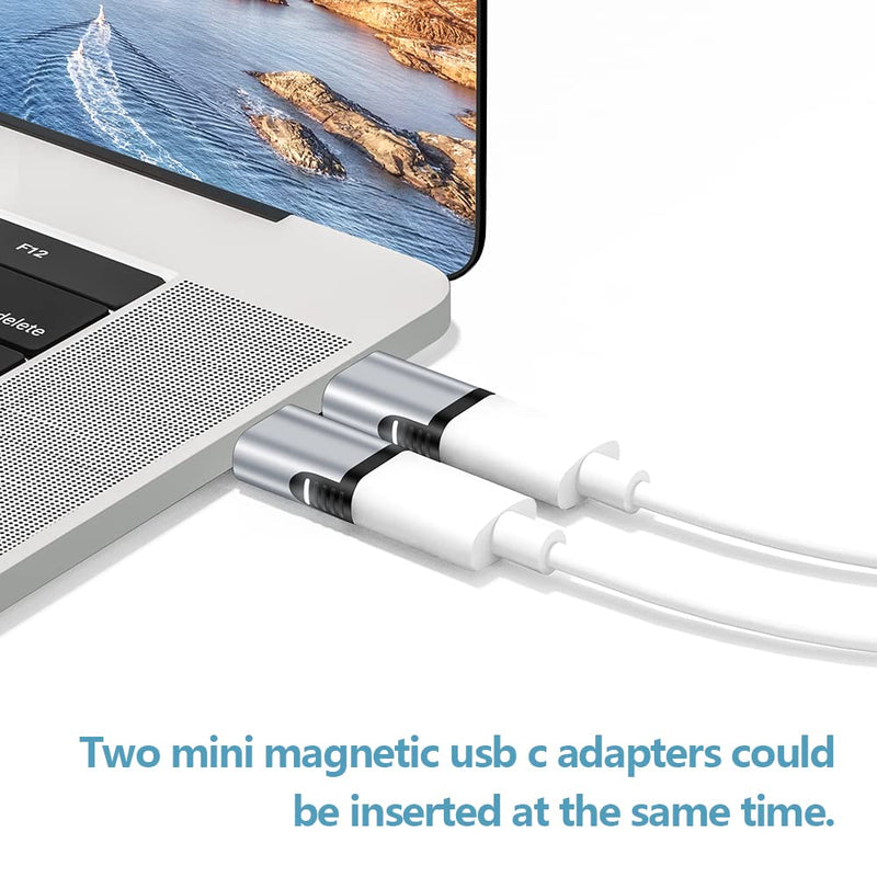 Magnetic USB C Adapter 24 Pin Mini Magnetic USB C Adapter Straight Male to Female Connector 100W PD Fast Charge 20Gbs Data Transfer USB3.1