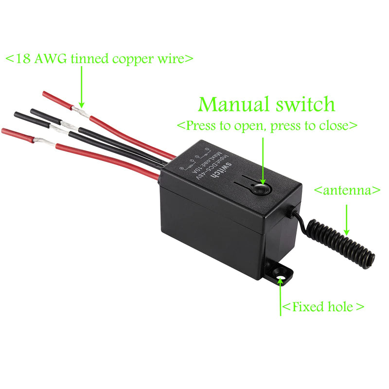 [AUSTRALIA] - dstfuy 12 V Radio Switch, Wireless Light Switch DC 5 V/12 V/24 V/48/10 A Mini Relay Wireless Light Switch Remote Control 328 ft Long Distance for Ceiling Lights, Lamps 5V-48V/10A mini Relais-328FT 