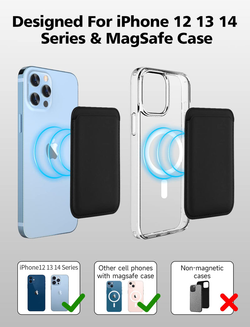 Magnetic Card Wallet Holder with MagSafe for iPhone 15 Pro Max/15 Pro/15 Plus/15,for iPhone 14 Pro Max/14 Plus/14 Pro/14, for iPhone 13 Pro Max/13 Pro/13/13 Mini, for iPhone 12/12 Pro/12 Max,Midnight Midnight