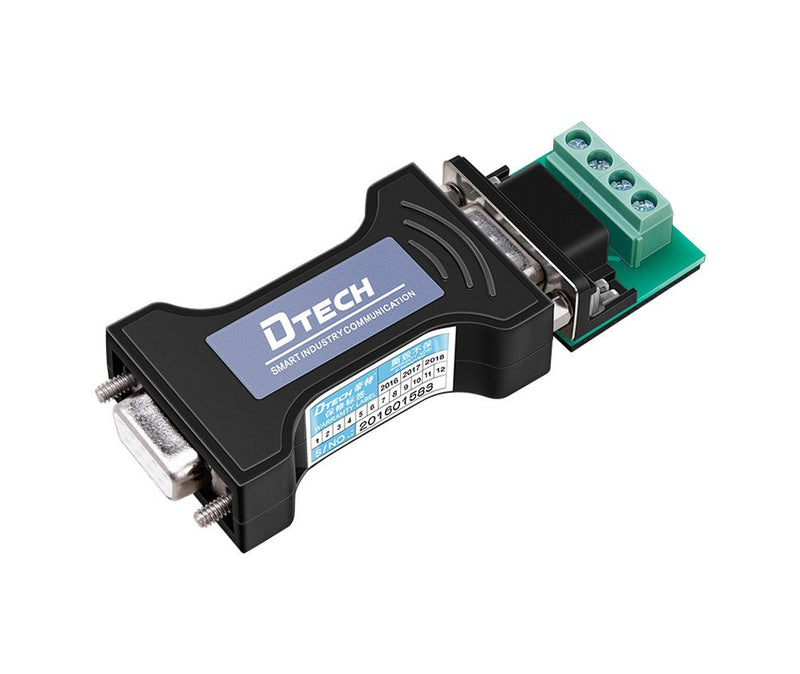 DTECH RS232 to RS485 Serial Converter Adapter with 4 Position Terminal Block for Industrial Long Haul Communication Data Supports 600W Anti-Surge