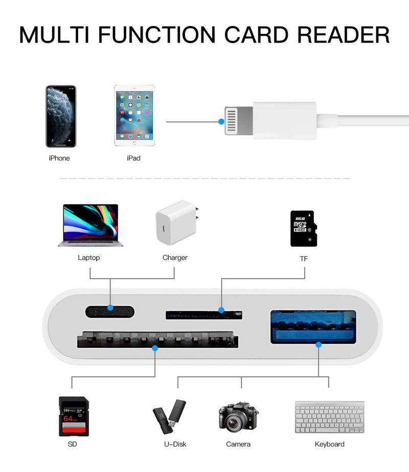 Camera Micro SD TF Memory Card Reader Lightning Male to USB3.0 Female Adapter OTG Cable for Apple iPhone 11 12 Mini max pro xs xr x se2 7 8plus Ipad air A Connector Flash Stick Drive Splitter