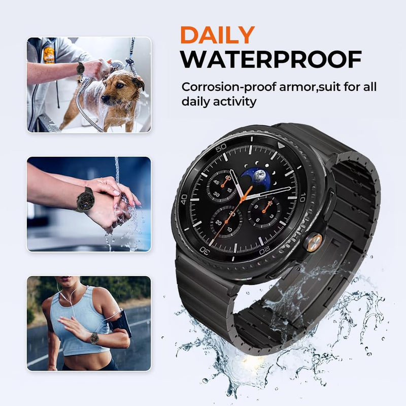 No Tool Needed Titanium Metal Bands Compatible with Samsung Galaxy Watch 9 8 40mm 44mm/8 Classic 46mm (2025), Titanium Strap Wristband Compatible with Galaxy Watch 9/8/8 Classic for Men black