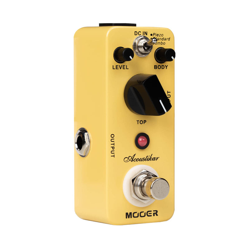 MOOER Acoustikar Acoustic Guitar Pedal Simulator Pedal, 3 Modes Piezo/Standard/Jumbo, Nature and Smooth Acoustic Guitar Sound